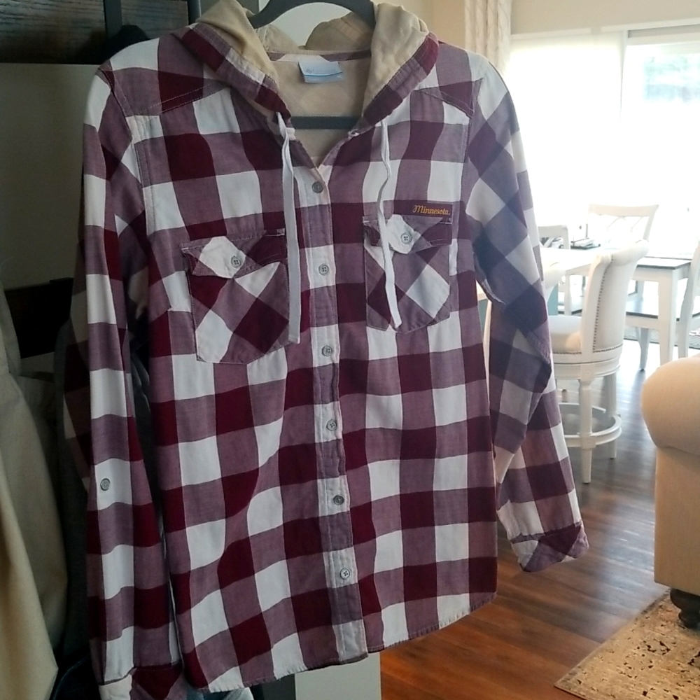 Hooded, button-down shirt
